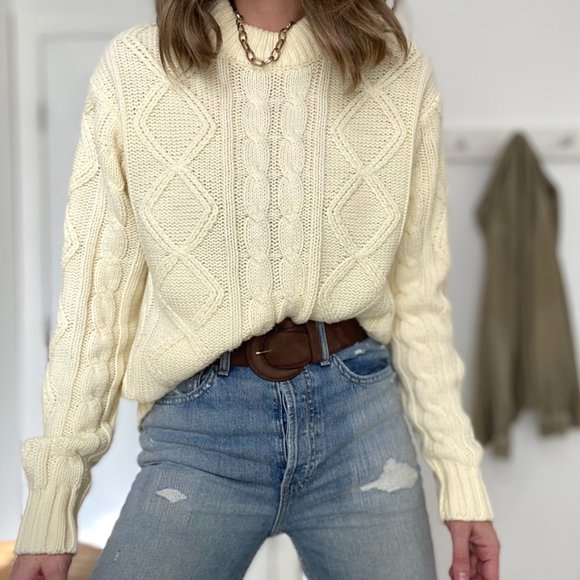 Vintage Sweaters - Vintage Nordic Cable Knit Chunky Sweater